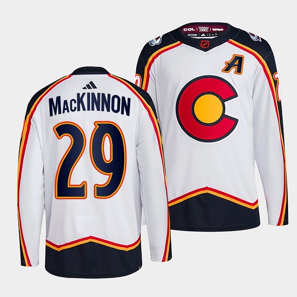 Colorado Avalanche #29 Nathan MacKinnon White 2022-23 Reverse Retro Stitched Jersey