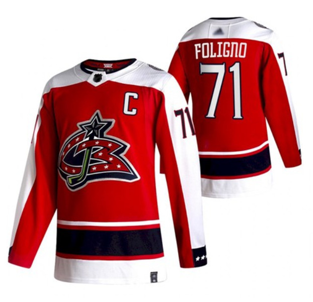 Columbus Blue Jackets #71 Nick Foligno Red 2021 Retro Stitched Jersey