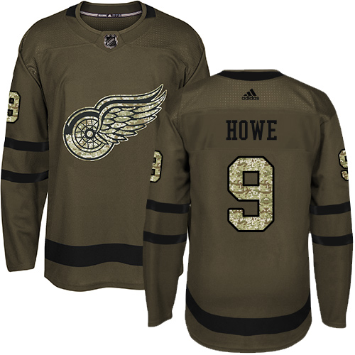 Detroit Red Wings #9 Gordie Howe Green Salute To Service Stitched Jersey
