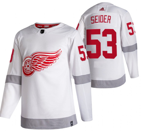 Detroit Red Wings #53 Moritz Seider White 2020-21 Reverse Retro Stitched Jersey