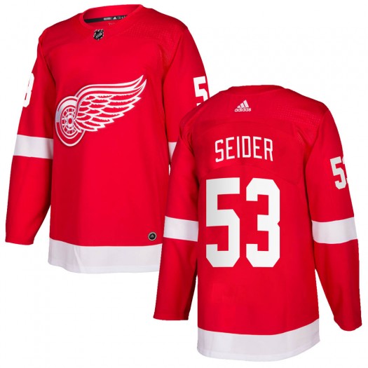 Detroit Red Wings #53 Moritz Seider Red Stitched Jersey