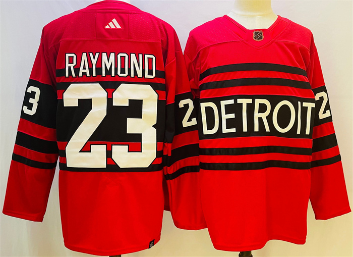 Detroit Red Wings #23 Lucas Raymond Red 2022 23 Reverse Retro Stitched Jersey