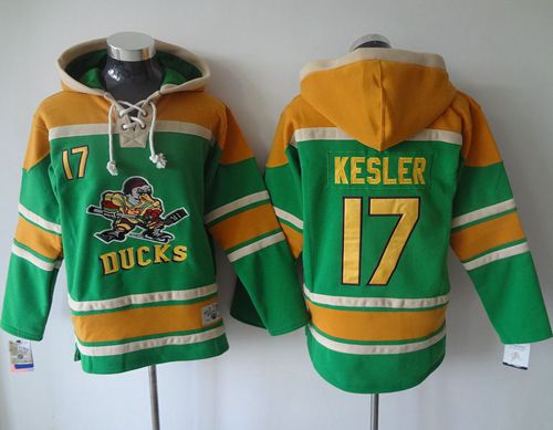 Ducks #17 Ryan Kesler Green Sawyer Hooded Sweatshirt Stitched Jersey