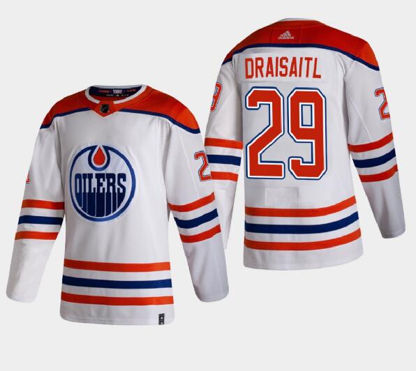 Edmonton Oilers #29 Leon Draisaitl White 2020-21 Reverse Retro Stitched Jersey