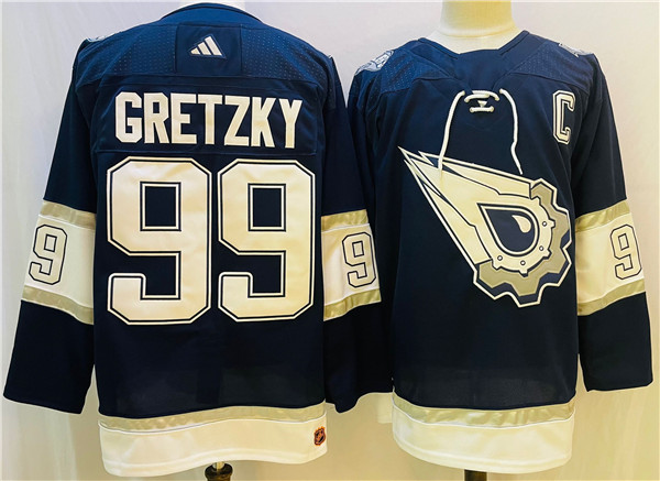 Edmonton Oilers #99 Wayne Gretzky Navy White Stitched Jersey