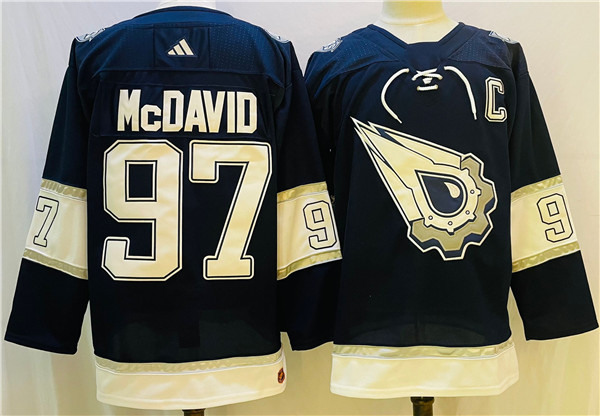 Edmonton Oilers #97 Connor McDavid Navy White Stitched Jersey