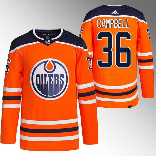 Edmonton Oilers #36 Jack Campbell Orange Stitched Jersey