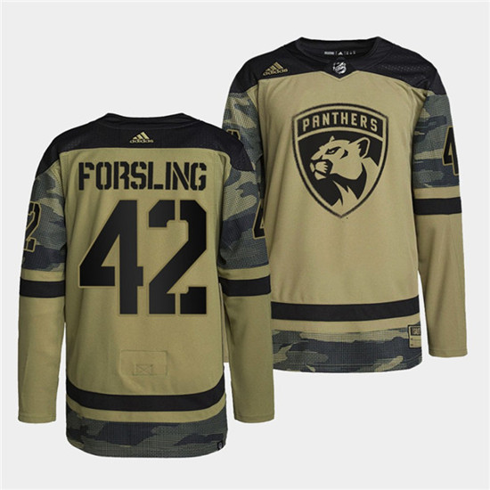 Florida Panthers #42 Gustav Forsling 2022 Camo Military Appreciation Night Stitched Jersey