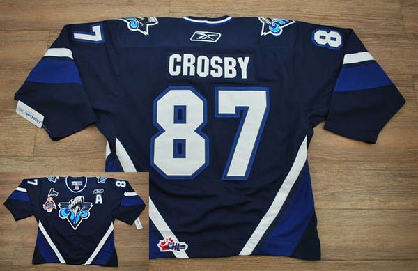 Hockey League #87 Sidney Crosby Stitched Navy Blue Jersey