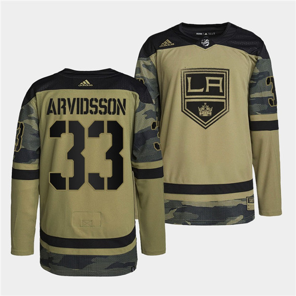 Los Angeles Kings #33 Viktor Arvidsson 2022 Camo Military Appreciation Night Stitched Jersey