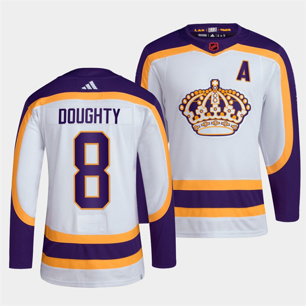 Los Angeles Kings #8 Drew Doughty White 2022 Reverse Retro Stitched Jersey