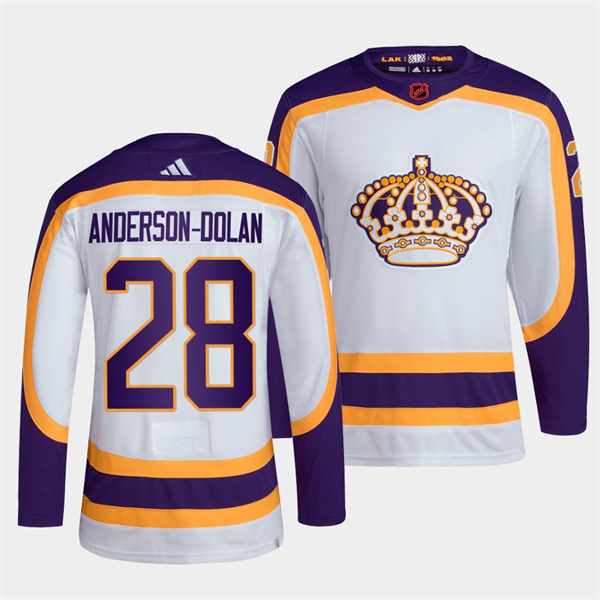 Los Angeles Kings #28 Jaret Anderson-Dolan White 2022 Reverse Retro Stitched Jersey