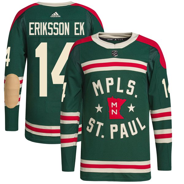 Minnesota Wild #14 Joel Eriksson Ek 2022 Green Winter Classic Stitched Jersey