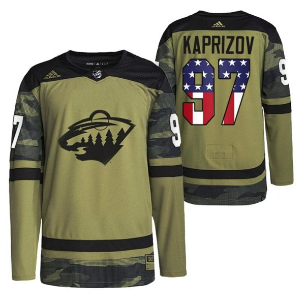 Minnesota Wild #97 Kirill Kaprizov Military Appreciation Night Camo Stitched Jersey