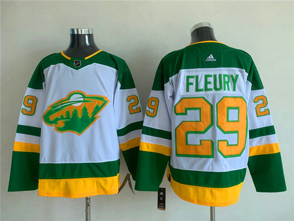 Minnesota Wild #29 Marc-Andre Fleury White Green Stitched Jersey