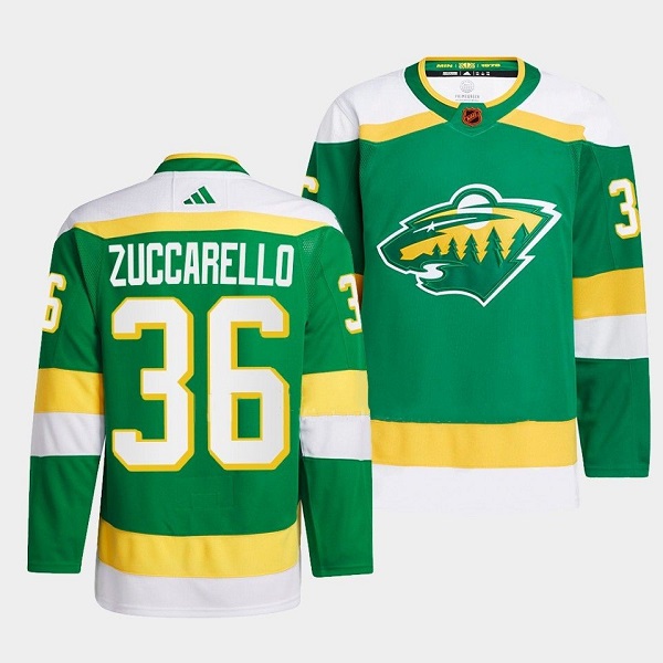 Minnesota Wild #36 Mats Zuccarello Green 2022-23 Reverse Retro Stitched Jersey