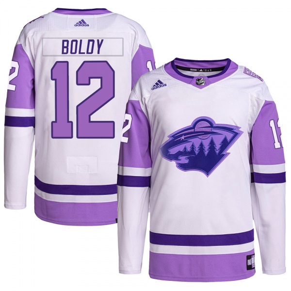 Minnesota Wild #12 Matthew Boldy White Purple 2022 Stitched Jersey