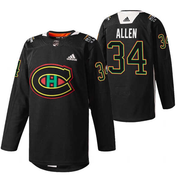 Montreal Canadiens #34 Jake Allen 2022 Black Warm Up History Night Stitched Jersey