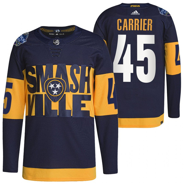 Nashville Predators #45 Alexandre Carrier 2022 Navy Stadium Series Breakaway Player Stitched Jersey