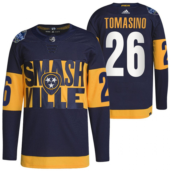 Nashville Predators #26 Philip Tomasino 2022 Navy Stadium Series Breakaway Player Stitched Jersey