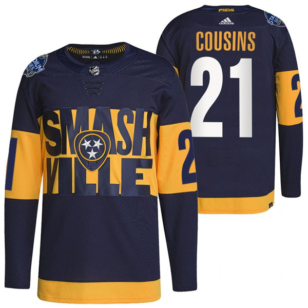 Nashville Predators #21 Nick Cousins 2022 Navy Stadium Series Breakaway Player Stitched Jersey