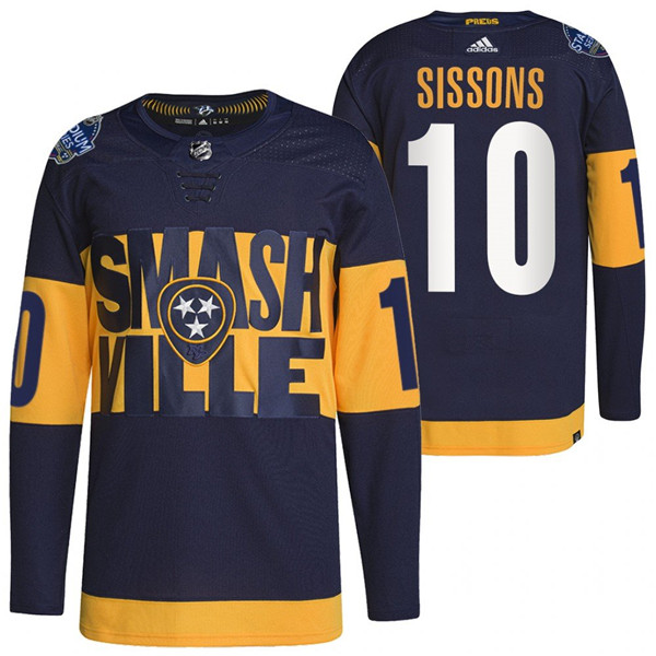 Nashville Predators #10 Colton Sissons 2022 Navy Stadium Series Breakaway Player Stitched Jersey