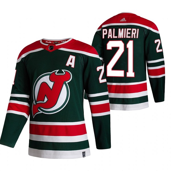New Jersey Devils #21 Kyle Palmieri 2021 Green Reverse Retro Stitched Jersey