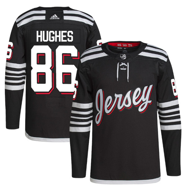 New Jersey Devils #86 Jack Hughes 2021 22 Black Stitched Jersey
