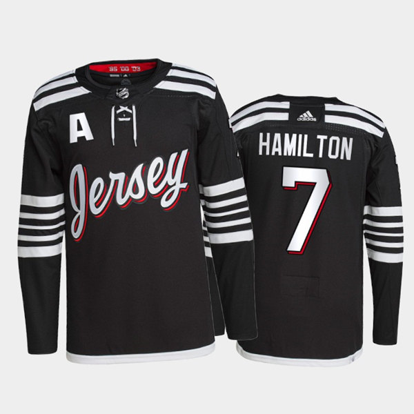 New Jersey Devils #7 Dougie Hamilton 2021 22 Black Stitched Jersey