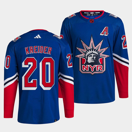 New York Rangers #20 Chris Kreider Blue 2022 Reverse Retro Stitched Jersey