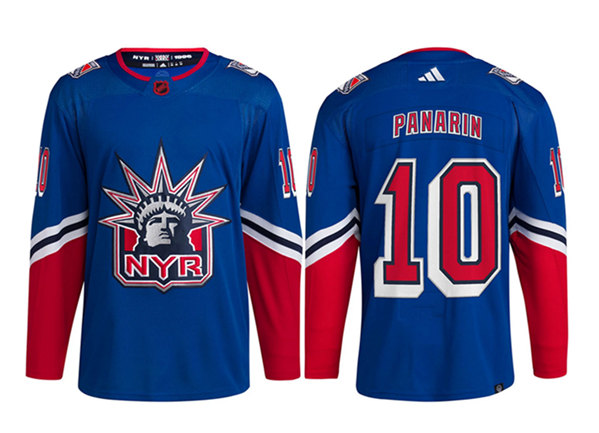 New York Rangers #10 Artemi Panarin Blue 2022 Reverse Retro Stitched Jersey