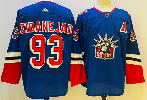 New York Rangers #93 Mika Zibanejad Blue 2022-23 Reverse Retro Stitched Jersey