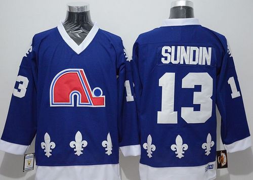 Nordiques #13 Mats Sundin Blue CCM Throwback Stitched Jersey