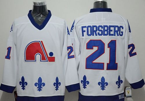 Nordiques #21 Peter Forsberg White CCM Throwback Stitched Jersey