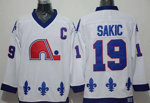Nordiques #19 Joe Sakic Whtie CCM Throwback Stitched Jersey