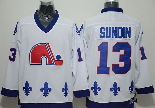 Nordiques #13 Mats Sundin White CCM Throwback Stitched Jersey