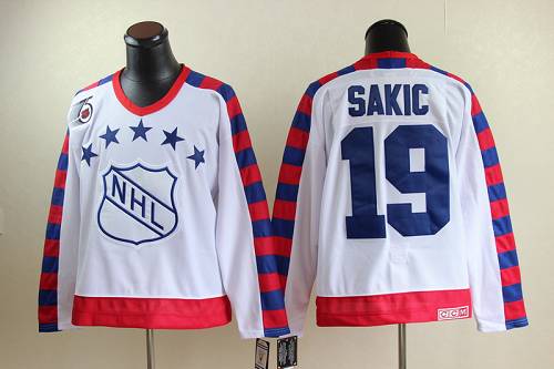 Nordiques #19 Joe Sakic White All Star CCM Throwback 75TH Stitched Jersey
