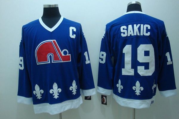 Nordiques #19 Joe Sakic Stitched CCM Throwback Blue Jersey