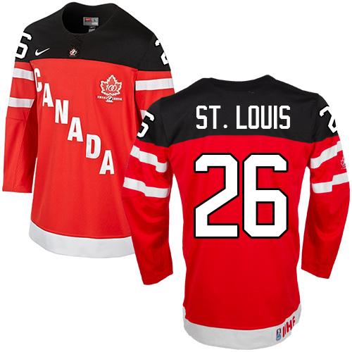 Olympic CA. #26 Martin St.Louis Red 100th Anniversary Stitched Jersey
