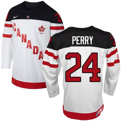 Olympic CA. #24 Corey Perry White 100th Anniversary Stitched Jersey