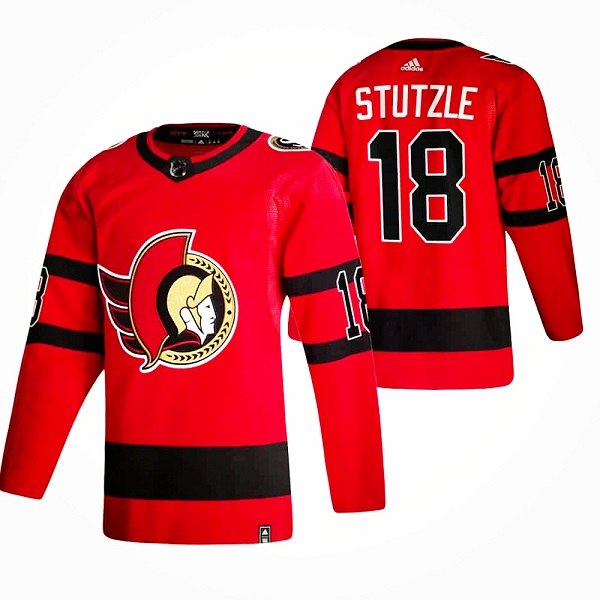 Ottawa Senators #18 Tim Stutzle 2021 Red Reverse Retro Stitched Jersey