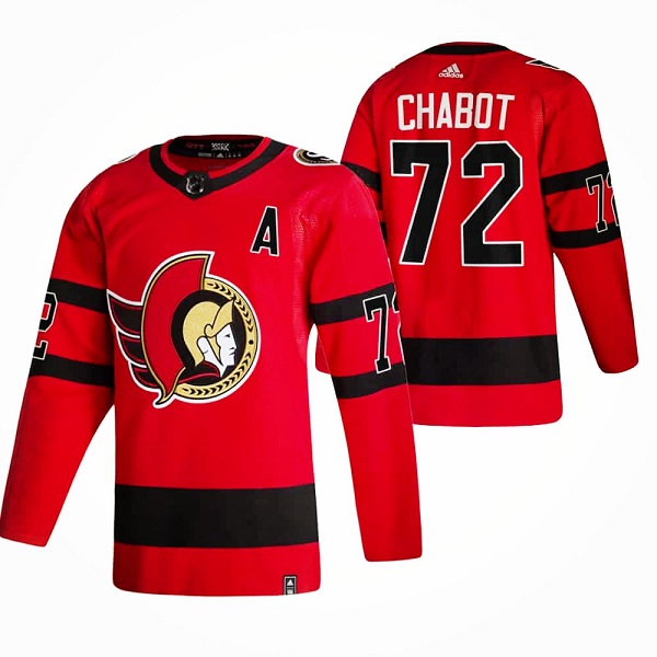 Ottawa Senators #72 Thomas Chabot 2021 Red Reverse Retro Stitched Jersey