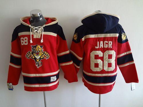 Panthers #68 Jaromir Jagr Red Sawyer Hooded Sweatshirt Stitched Jersey
