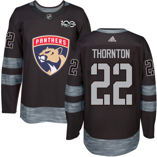 Panthers #22 Shawn Thornton Black 1917-2017 100th Anniversary Stitched Jersey