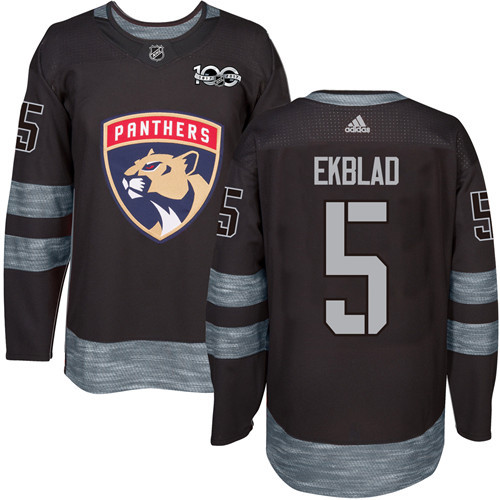 Panthers #5 Aaron Ekblad Black 1917-2017 100th Anniversary Stitched Jersey