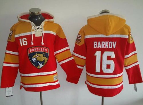 Panthers #16 Aleksander Barkov Red Gold Sawyer Hooded Sweatshirt Stitched Jersey