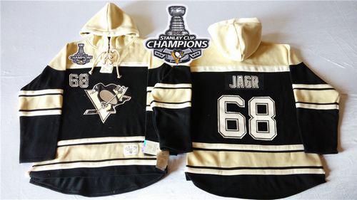 Penguins #68 Jaromir Jagr Black Sawyer Hooded Sweatshirt 2016 Stanley Cup Champions Stitched Jersey