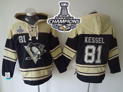 Penguins #81 Phil Kessel Black Sawyer Hooded Sweatshirt 2016 Stanley Cup Champions Stitched Jersey