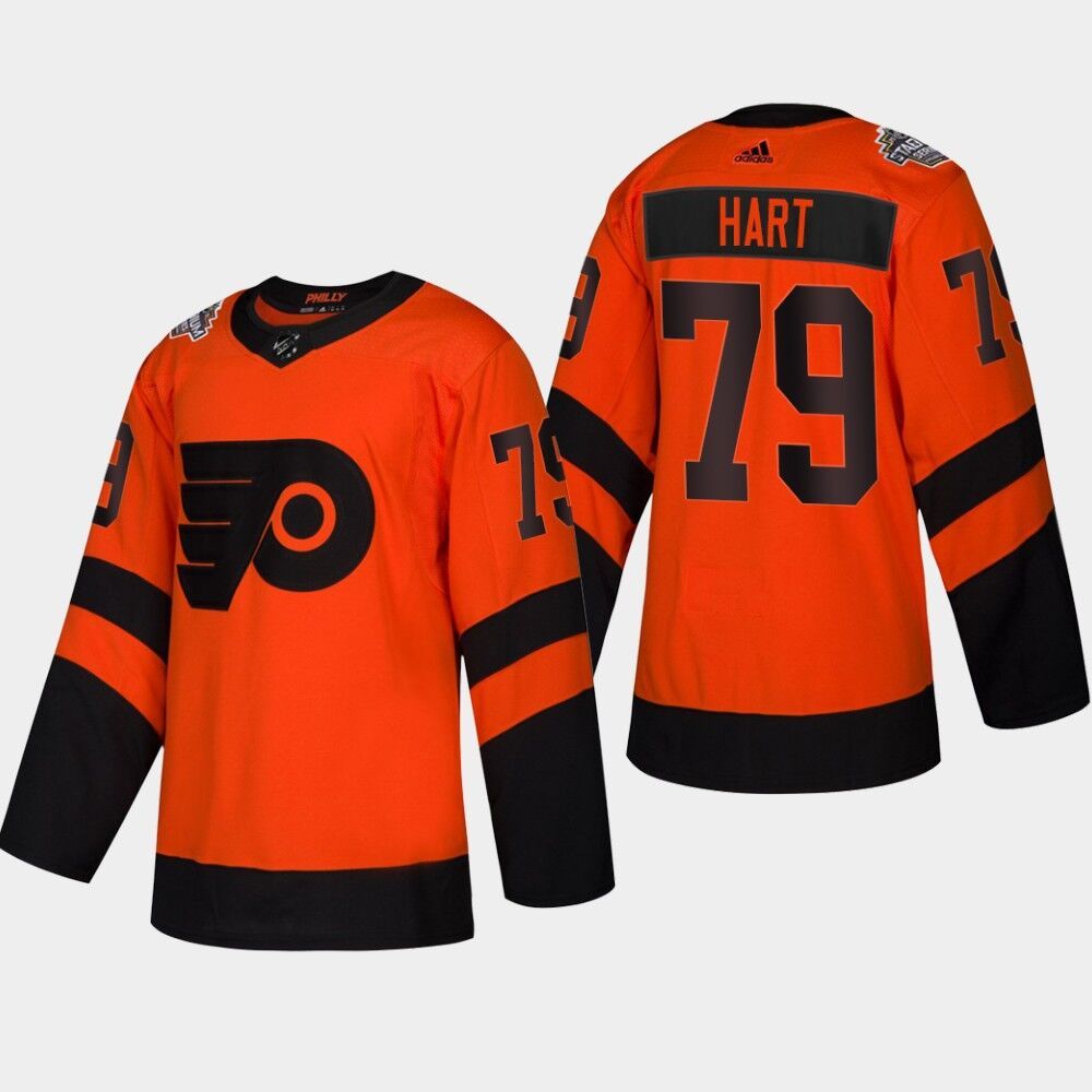 Philadelphia Flyers #79 Carter Hart Orange 2019 Stadium Series Stitched Jersey