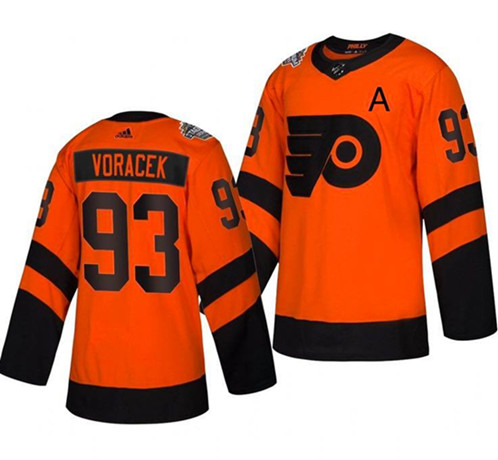 Philadelphia Flyers # 93 Jakub Voracek With A Patch Orange 2019 Stadium Series Stitched Jersey